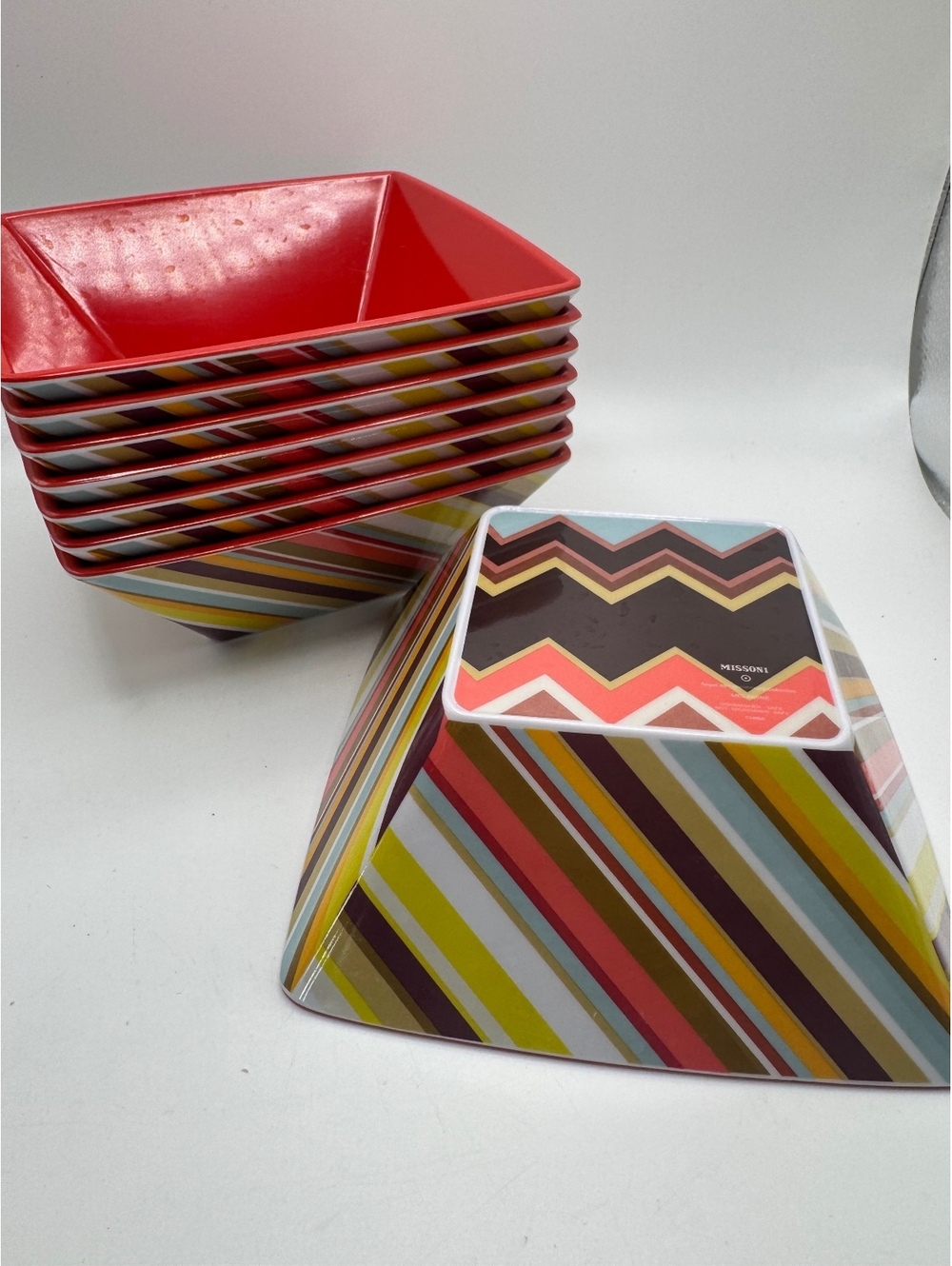 Target Missoni 20th Anniversary Melamine Bowls Set of 8 Striped Red 2012